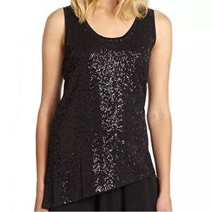 Eileen Fisher Silk Angled Sequin Tank Top